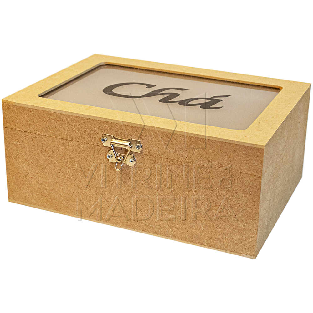 Caixa de Cha 6 Divisórias Vidro Jateado 22x16x9