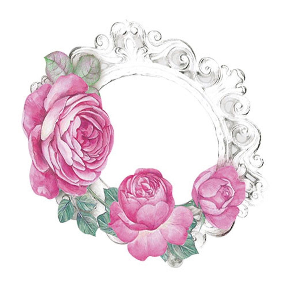 Litoarte Aplique Em Papel E Mdf – Moldura Com Rosas