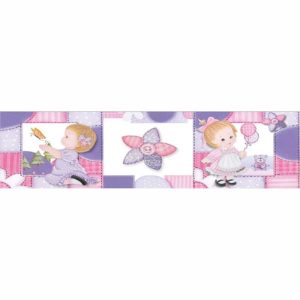 Barra Adesiva Litocart 60×15 – Lbl-03  Menina E Balão Rosa E Lilás
