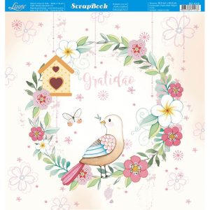 Litoarte Scrapbook Dupla Face Passaros Flores