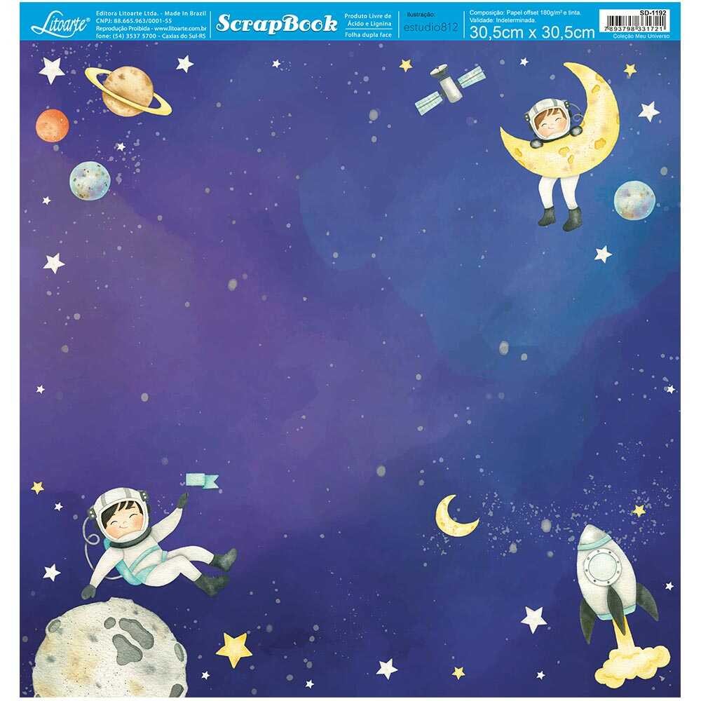 Litoarte Scrapbook Dupla Face Astronauta Planetas - Image 3