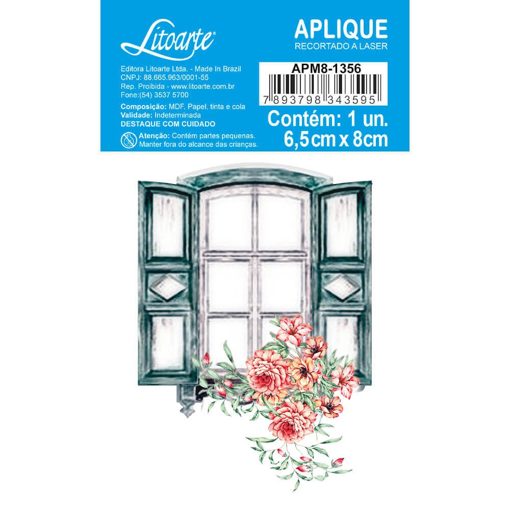 Litoarte Aplique Em Papel E Mdf – Janela Com Flores - Image 2