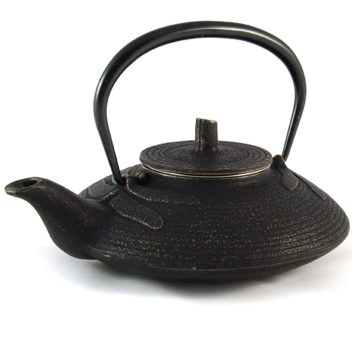 Iwachu Cast Iron Tetsubin Teapot with Dragonfly Pattern in Black & Gold - Image 2