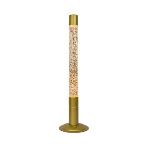 Candeeiro de Chão Lava Lamp 75cm – Base Dourada+ Líquido Transparente + Glitter Multicor | Fisura