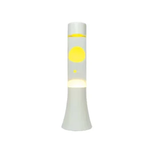 Candeeiro de Lava Mini – Base Branca + Líquido Transparente + Lava Amarela | Fisura