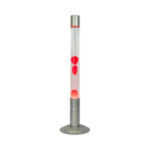 Candeeiro de Chão Lava Lamp 75cm – Base Prateada + Líquido Transparente + Lava Vermelha | Fisura