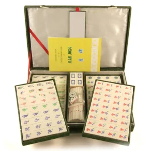 Chinese Mahjong Set with Bamboo & Bone Tiles - Large