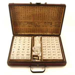 Chinese Mahjong Set with Traditional Leatherette Case