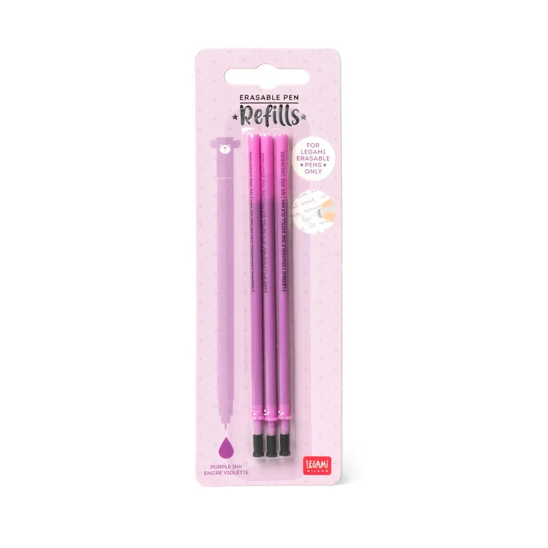 Recarga para Caneta de Gel Apagável – Lilás – Set de 3 Unidades | Legami