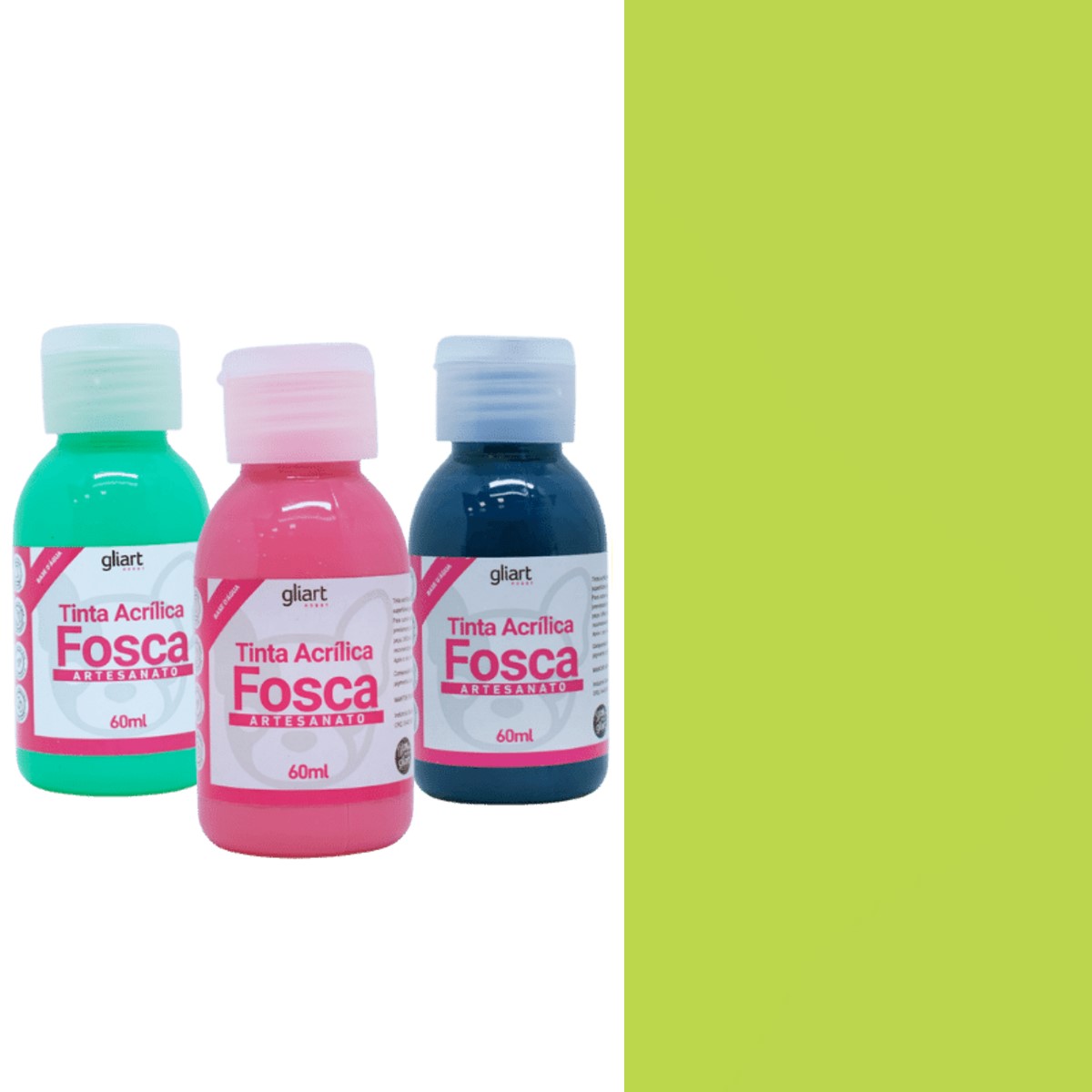 Tinta Acrilica Fosca Hobby Gliart 60ml – Amarelo Limao - Image 2