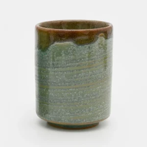Green & Orange Ringed Glaze Cup