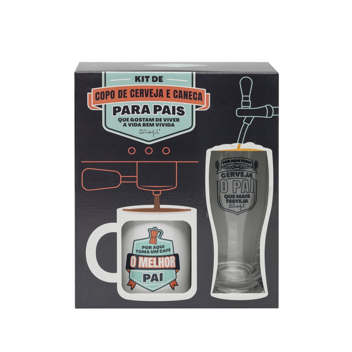 Kit de Copo de Cerveja e Caneca para Pais que Gostam de Viver a Vida Bem Vivida | Mr Wonderful - Image 2
